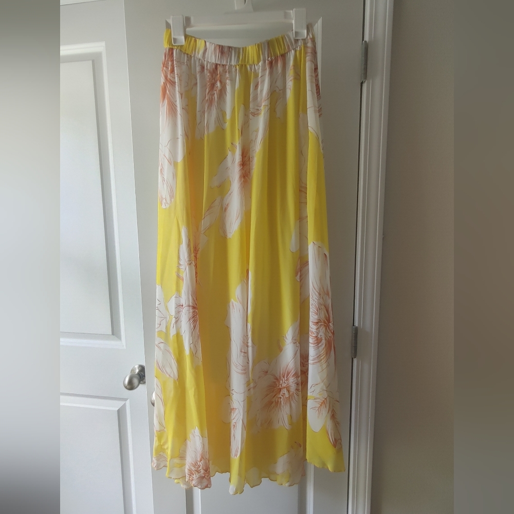 Yellow floral maxi skirt